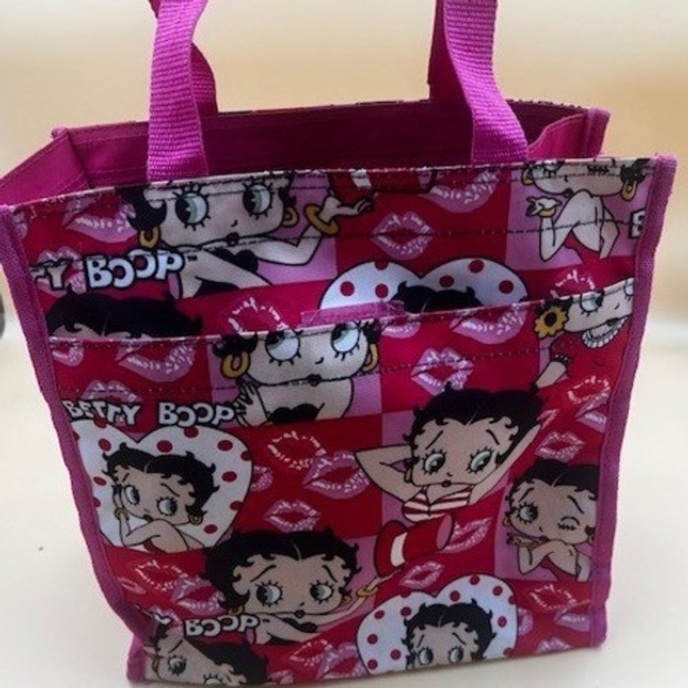 Betty Boop Tote Bag Women Small Pink Red Heart Lips Y2K Retro Canvas Handbag